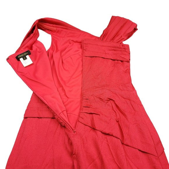Tadashi Shoji Womens 8 Cocktail Dress Fuchsia‎ One Asemetrical Neckline Gathered - Picture 4 of 7